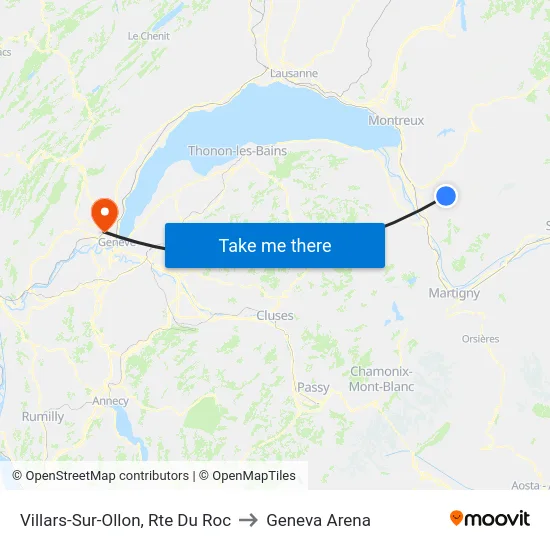 Villars-Sur-Ollon, Rte Du Roc to Geneva Arena map