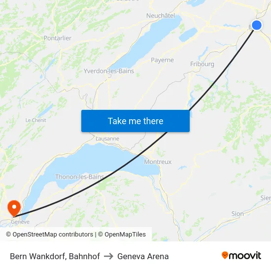 Bern Wankdorf, Bahnhof to Geneva Arena map