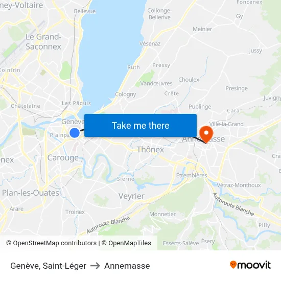 Genève, Saint-Léger to Annemasse map