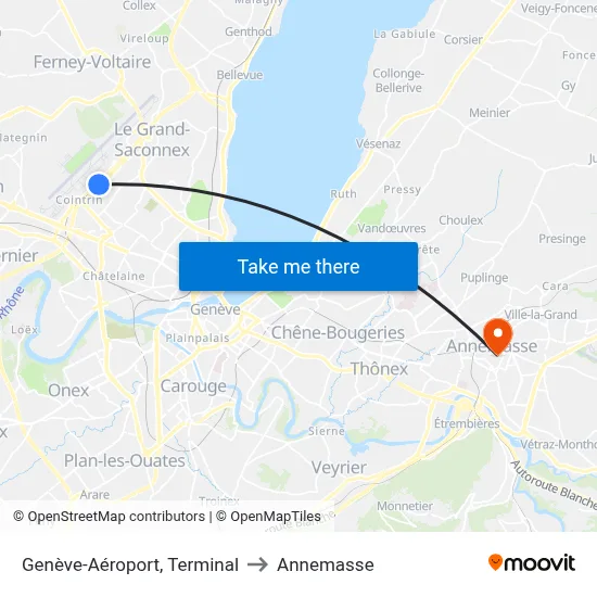 Genève-Aéroport, Terminal to Annemasse map