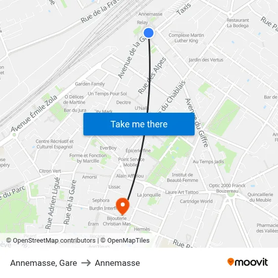 Annemasse, Gare to Annemasse map