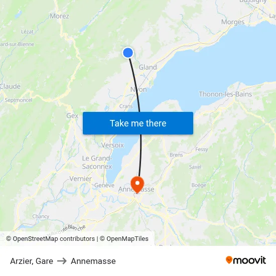 Arzier, Gare to Annemasse map