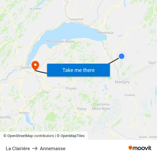 La Clairière to Annemasse map