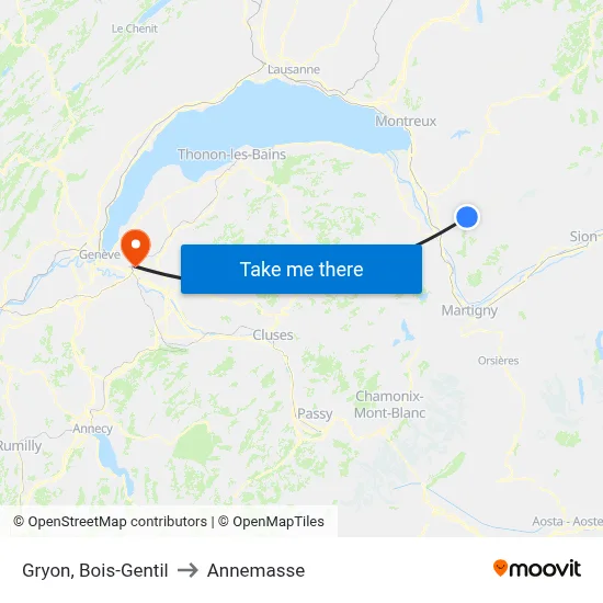 Gryon, Bois-Gentil to Annemasse map