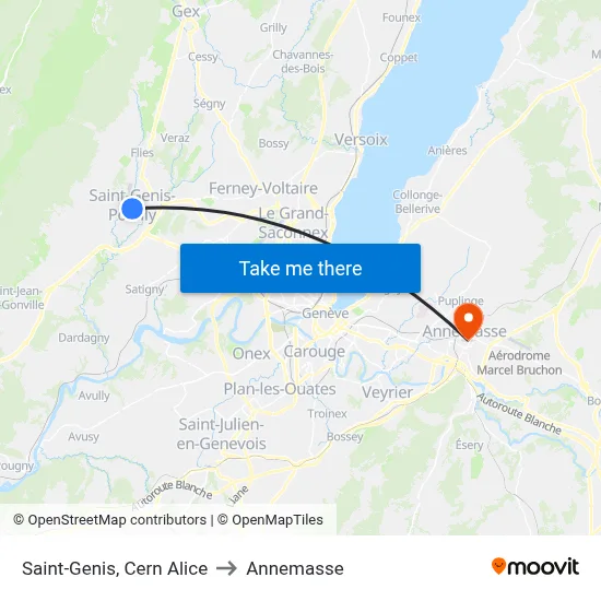 Saint-Genis, Cern Alice to Annemasse map