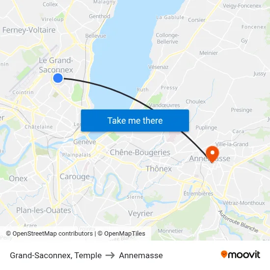 Grand-Saconnex, Temple to Annemasse map