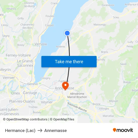 Hermance (Lac) to Annemasse map