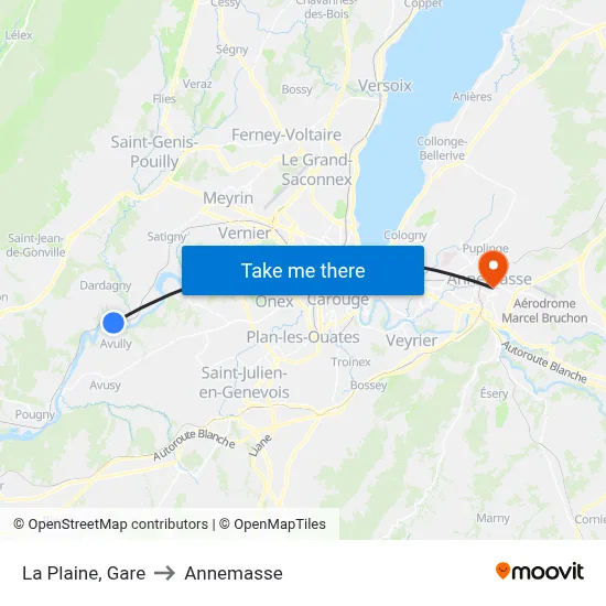 La Plaine, Gare to Annemasse map