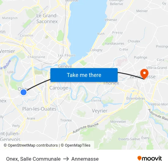 Onex, Salle Communale to Annemasse map