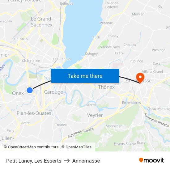 Petit-Lancy, Les Esserts to Annemasse map