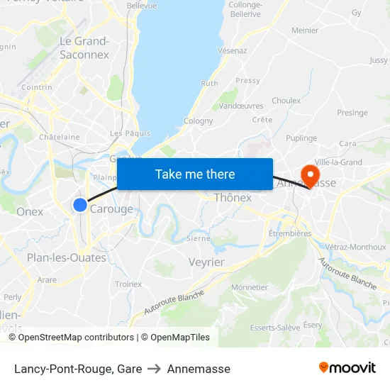 Lancy-Pont-Rouge, Gare to Annemasse map