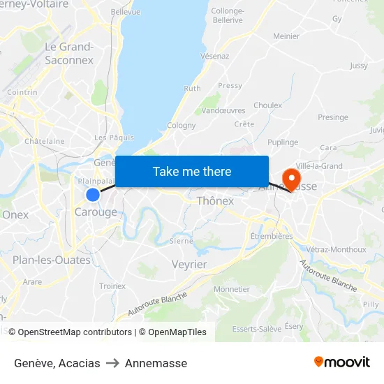 Genève, Acacias to Annemasse map