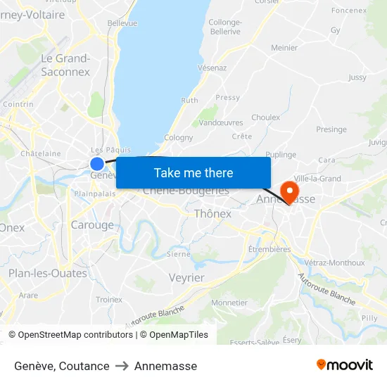 Genève, Coutance to Annemasse map