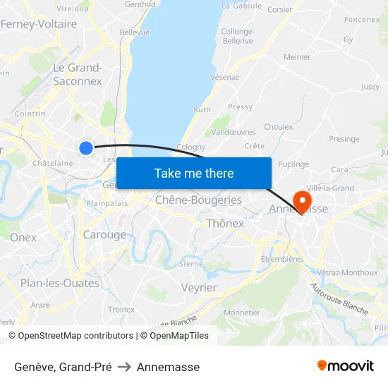 Genève, Grand-Pré to Annemasse map