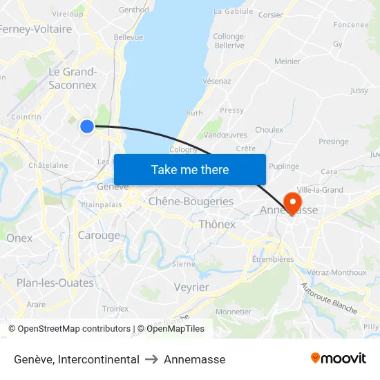 Genève, Intercontinental to Annemasse map