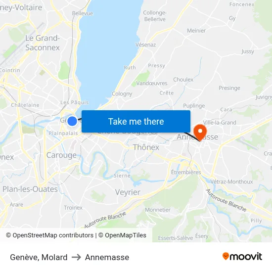 Genève, Molard to Annemasse map
