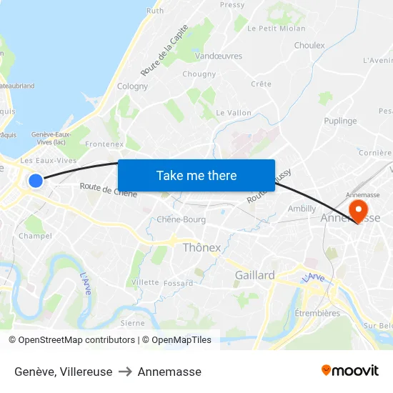 Genève, Villereuse to Annemasse map