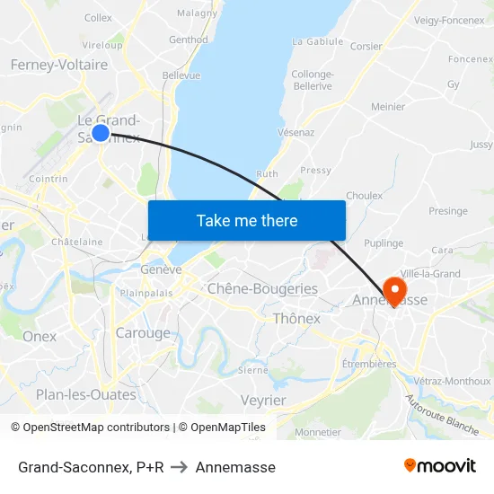 Grand-Saconnex, P+R to Annemasse map