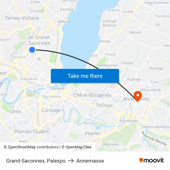 Grand-Saconnex, Palexpo to Annemasse map