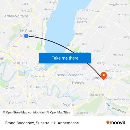 Grand-Saconnex, Susette to Annemasse map