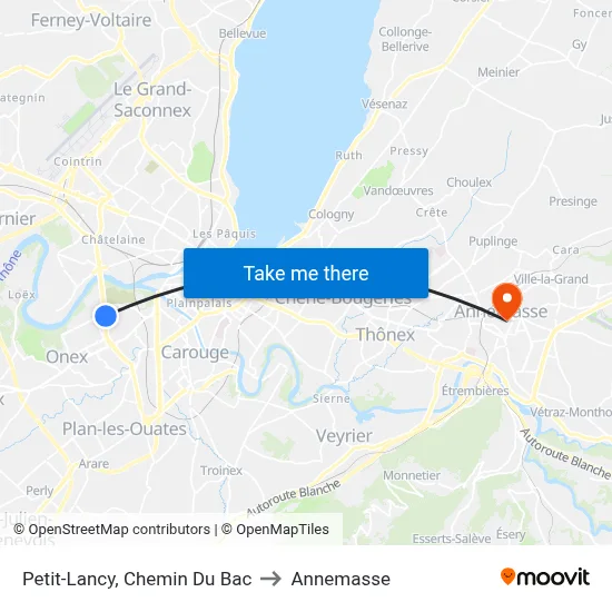 Petit-Lancy, Chemin Du Bac to Annemasse map