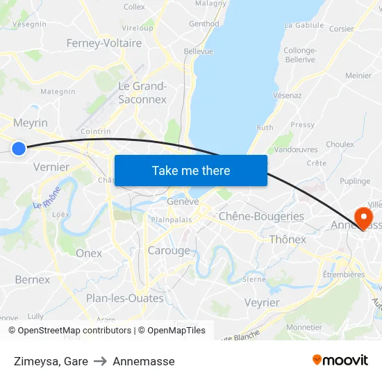 Zimeysa, Gare to Annemasse map