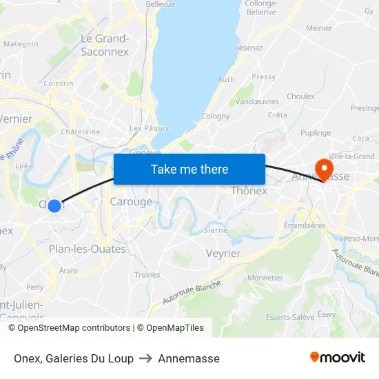 Onex, Galeries Du Loup to Annemasse map