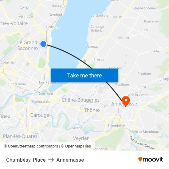 Chambésy, Place to Annemasse map