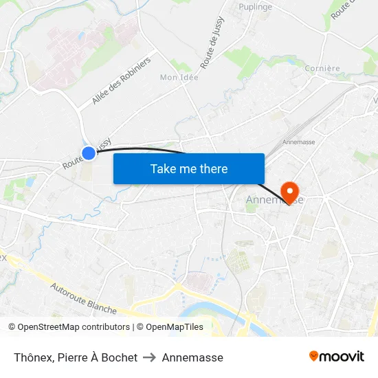 Thônex, Pierre À Bochet to Annemasse map