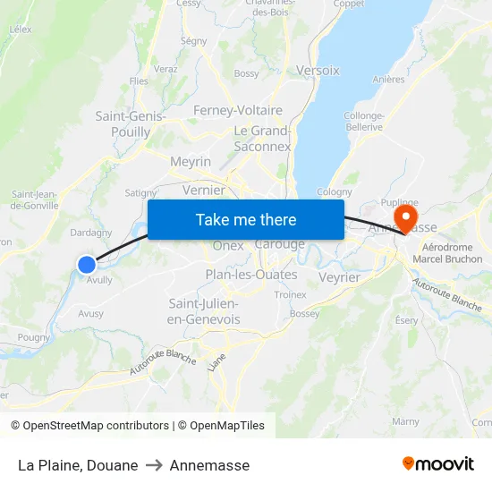 La Plaine, Douane to Annemasse map
