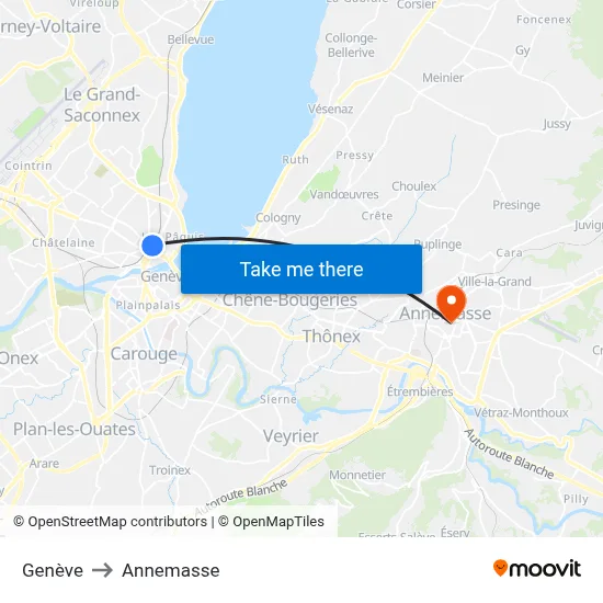 Genève to Annemasse map