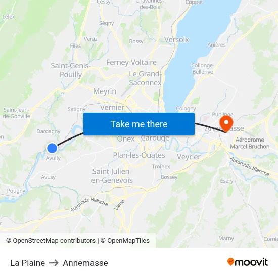 La Plaine to Annemasse map