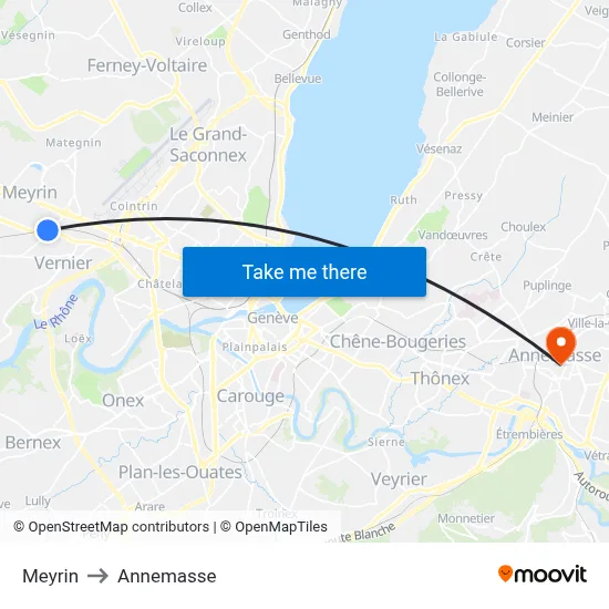Meyrin to Annemasse map
