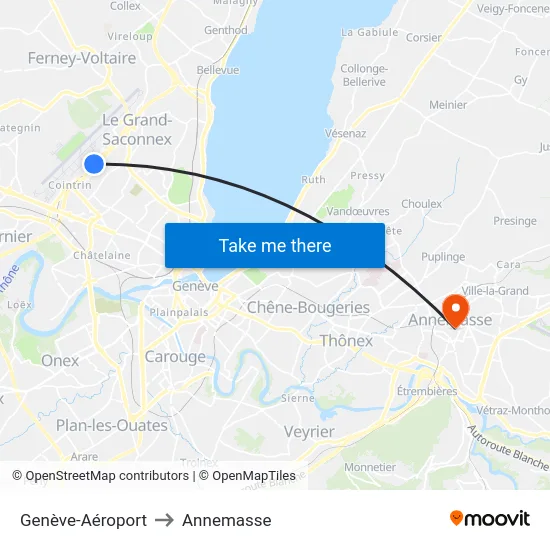 Genève-Aéroport to Annemasse map
