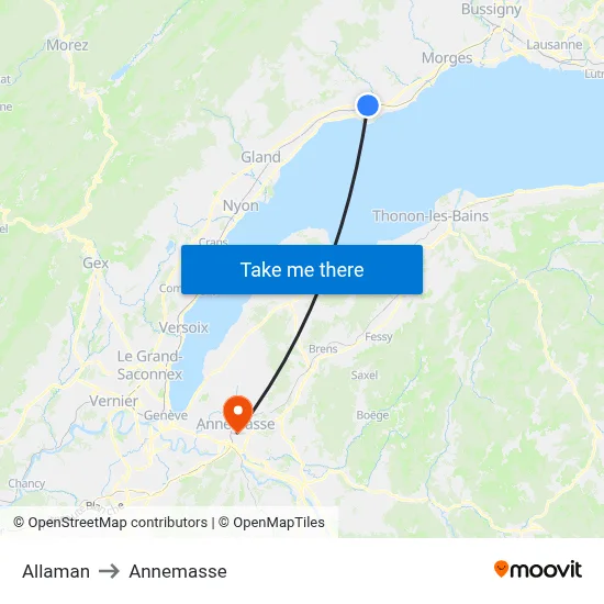 Allaman to Annemasse map
