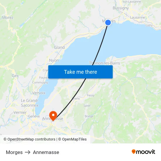 Morges to Annemasse map