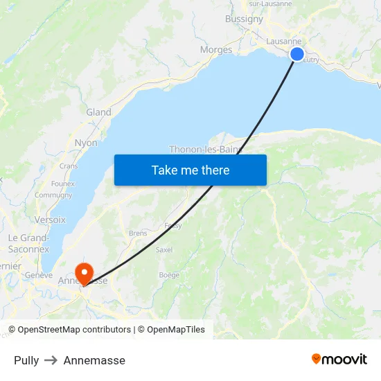 Pully to Annemasse map