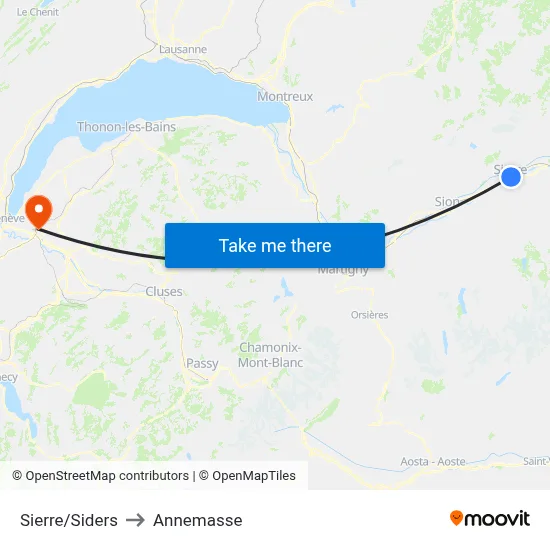 Sierre/Siders to Annemasse map