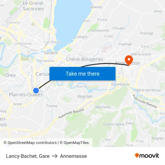 Lancy-Bachet, Gare to Annemasse map