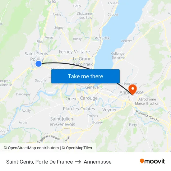 Saint-Genis, Porte De France to Annemasse map