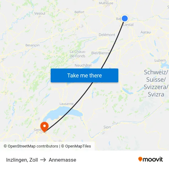 Inzlingen, Zoll to Annemasse map