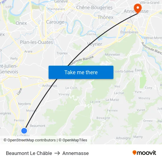Beaumont, Le Châble to Annemasse map