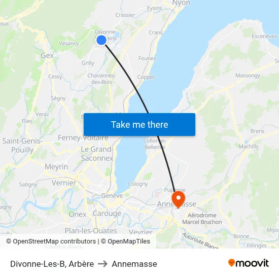 Divonne-Les-B, Arbère to Annemasse map