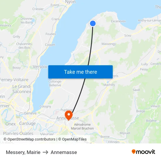 Messery, Mairie to Annemasse map