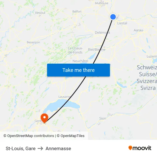 St-Louis, Gare to Annemasse map