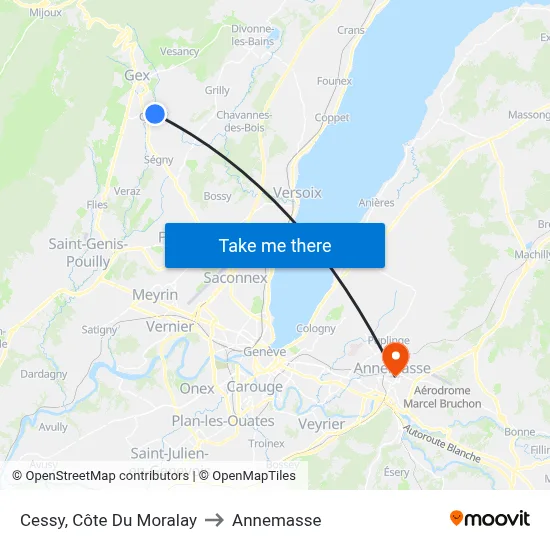 Cessy, Côte Du Moralay to Annemasse map