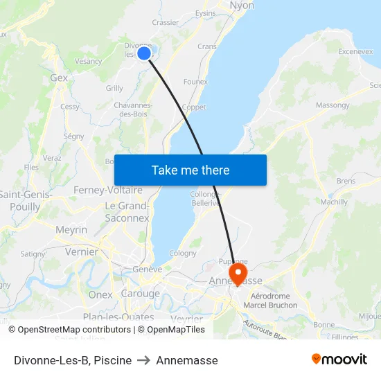 Divonne-Les-B, Piscine to Annemasse map