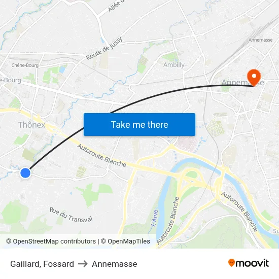 Gaillard, Fossard to Annemasse map