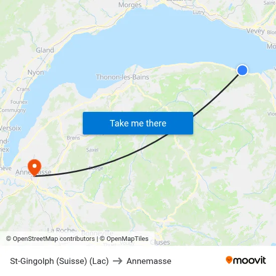St-Gingolph (Suisse) (Lac) to Annemasse map