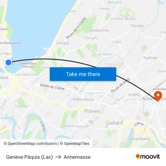 Genève-Pâquis (Lac) to Annemasse map